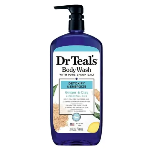[04361-4PK] Dr Teal’s Detoxify and Energize Body wash Pure Epsom Salt 24oz 4/4