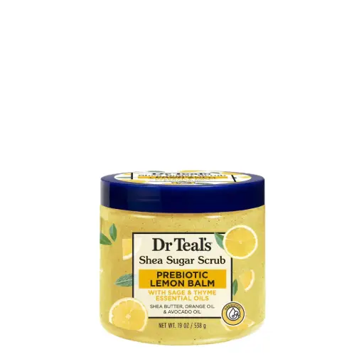 [05782-12PN] Dr Teal’s Pre Biotic Lemon Balm Sugar Body Scrub 19Oz 3/12