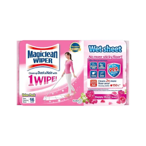[607390] Magiclean Floor Wiper Wet Sheets Happy Rose 16s/20