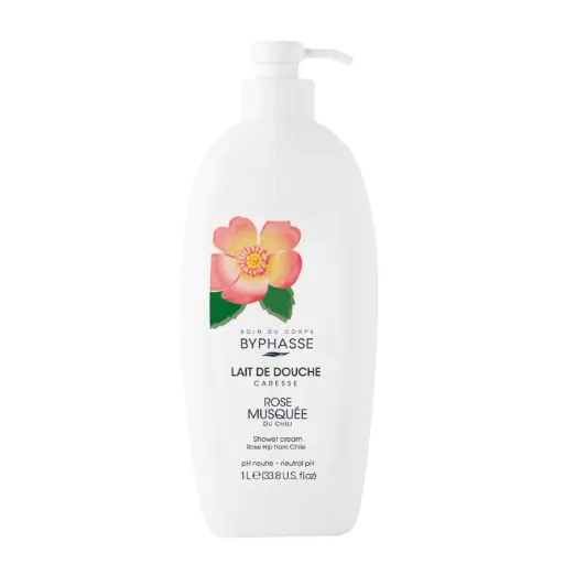 [8436097095834] [Byphasse] Caresse Shower Cream Rose Hip 1L / 12
