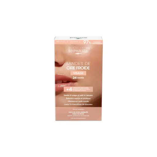 [8436097096152] [Byphasse] Cold Wax Strips Face & Delicate Areas For Sensitive Skin (24 Strips + 4 Wipes) / 12